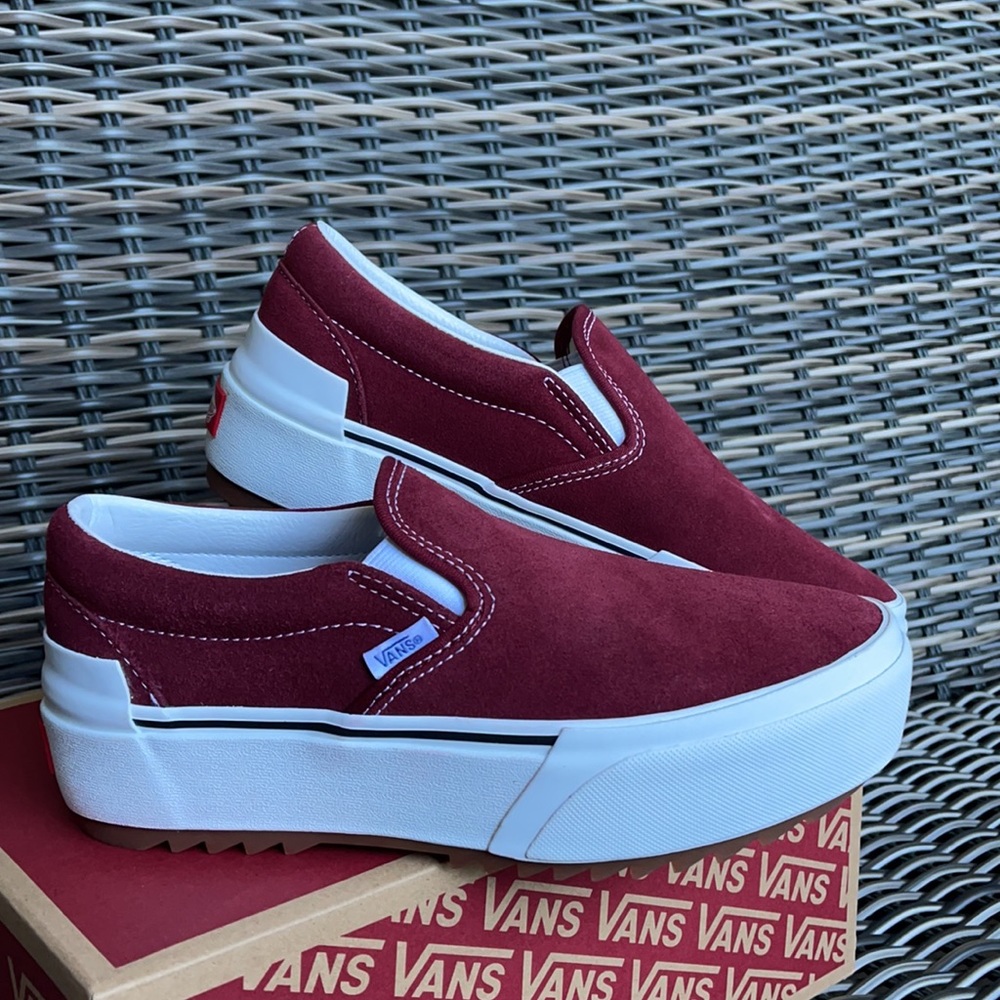 Vans Classic Slip-On Stacked Platform Suede Pomegranate/True White WMNS - Picture 6 of 16